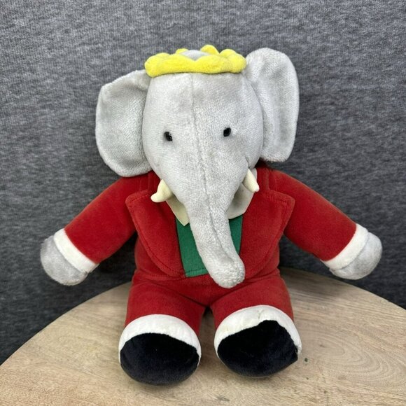 Babar Elephant Stuffed Animal By‎ Gund Plush Toy Red Suit 13" Polyester VTG 1988 - Picture 1 of 12